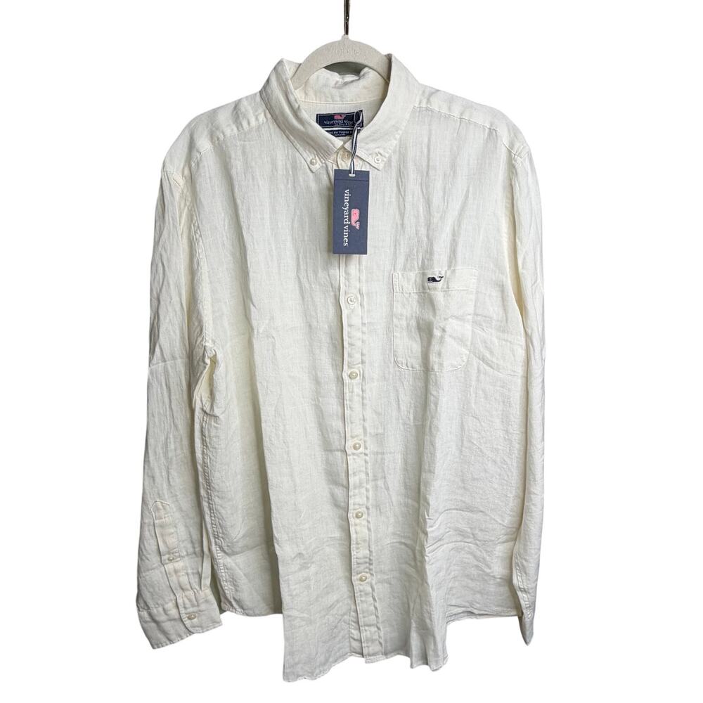 Vineyard Vines 100 Linen
Button-Down White Men Shirt| Large